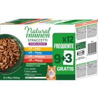 12x85 g Natural Trainer Straccetti adulte Sterilised filets en sauce pâtée pour chat
