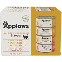 12x70g Applaws Adult sélection au poulet en bouillon nourriture humide pour chat