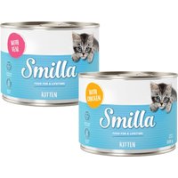 Ekonomipack: Smilla Kitten 24 x 200 g - Blandpack: Kyckling, Kalv och Fjäderfähjärta