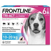 6 pipettes Frontline Tri Act pour chien de taille moyenne, 10 à 20 kg