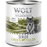 24x800g Senior Green Fields, agneau Wolf of Wilderness - Pâtée pour chien
