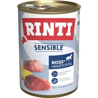 Lot RINTI Sensible 24 x 400 g pour chien - cheval, foie de poulet, pommes de terre