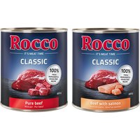 Rocco Classic 12 x 800 g Alimento umido per cani - 2 gusti assortiti: Manzo Puro + Salmone