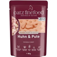 Lot économique : 32 x 85 g catz finefood Filet Fin poulet et dinde, nourriture humide pour chat