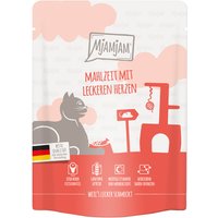 MjAMjAM Quetschie 6 x 300 g saquetas para gatos - Com delicioso coração de vaca