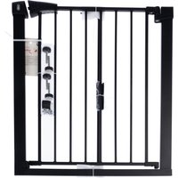 Barrière noire TIAKI avec extension de 7 cm pour chien - hauteur : 76 cm, largeur : de 75 à 82 cm
