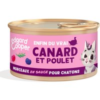 6x85g Edgard & Cooper Kitten Brokken in graanvrije sauce eend, kip - Kattenvoer
