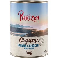 Purizon Organic ekologiskt 6 x 400 g - Ekologisk lax & ekologisk kyckling med ekologisk spenat