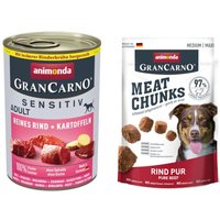 6 x 400 g animonda GranCarno Adult Sensitive + 80 g Meat Chunks på köpet! - Rent nötkött & potatis