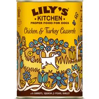 Lily's Kitchen Dinner 6 x 400 g umido cane - Pollo & Tacchino con Carote, Zucca & Orzo perlato
