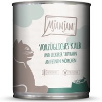 MjAMjAM 6 x 800 g Kattenvoer - uitstekend kalfsvlees en heerlijke kalkoen op fijne wortelen