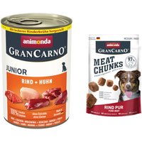animonda våtfoder hund + 80 g Gran Carno Meat Chunks Medium/Maxi på köpet - 6 x 400 g GranCarno Original Junior Nötkött & kyckling