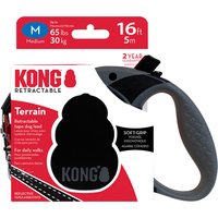 KONG Terrain rullkoppel, svart - Storlek M: upp till 30 kg, koppellängd ca 5 m