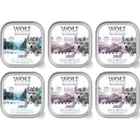 Wolf of Wilderness JUNIOR Duo de protéines 6 / 24 barquettes de 150 g pour chiot - 24 x 150 g : 16 x canard, veau, 8 x poulet, saumon