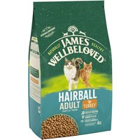 Lot James Wellbeloved pour chat - Adult Hairball Hypoallergenic dinde, riz (2 x 4 kg)