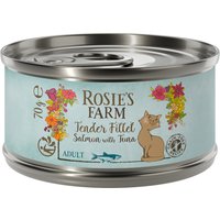 12x70g Rosie's Farm Tender Filet saumon thon nourriture humide pour chat