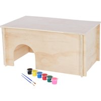 Kerbl Pet gnagarhus för målning - L 50 x B 29 x H 24 cm, inkl. 6 färger och penslar