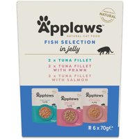 Lot économique : 48 x 70 g Applaws Cat Pouch en gelée sélection avec poisson nourriture humide pour chat