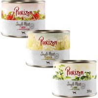 Purizon Single Meat 6 x 200 g - Blandpack: Kyckling, nöt, lamm