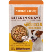 24x100g Nature's Variety Bouchées en sauce Mini Adulte poulet et légumes nourriture pour chien humide