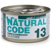 24x85g tonijn en kaas Natural Code Cooking Water Can natvoer voor katten