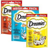 Dreamies Cat Treats Big Pack 180 g - Blandpack: Ost, Kyckling, & Lax (6 x 180 g)