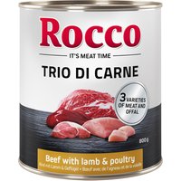 6x800g Rocco Classic Trio de viandes bœuf, agneau, volaille - Pâtée pour chien