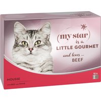 12x85g My Star is a little Gourmet Mousse bœuf, thym - Sachet pour chat