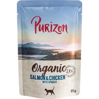 Purizon Organic 6 x 85 g comida húmida para gatos - Salmão e frango com espinafres