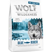 Wolf of Wilderness Adult Blue River poulet élevé en liberté, saumon pour chien - 1 kg