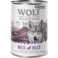 24x400g Free Range Senior Green Fields poulet, agneau Wolf of Wilderness - Pâtée pour chien