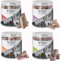 Blandpack: Wolf of Wilderness - RAW (frystorkad) Snack-Mix Blandpack 4 sorter: kycklinghjärta, nötlever, lammlunga, ankhals 300 g