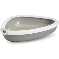 Caixa de areia de canto com rebordo Savic Rincon - Cinza/branco