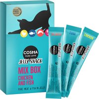 8x14g Cosma Jelly Snack lot mixte blanc de poulet, thon, saumon - Friandises pour chat