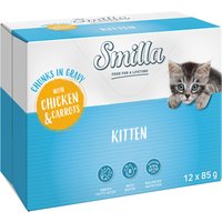 Smilla Pouch Kitten Chunks in Sauce med grönsaker - Kyckling och morötter (12 x 85 g)