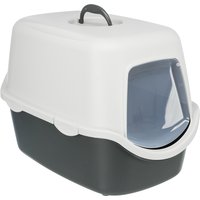 Maison de toilette Trixie Vico avec couvercle pour chat - gris foncé/gris clair
