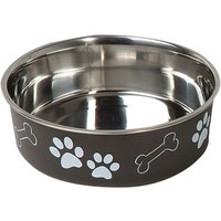 Gamelle en inox Karlie à motifs de pattes, noir pour chien - 2,2 L, 23 cm