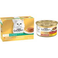 24 x 85 g Gourmet Gold + 12 x 85 g Bitar i sås med lax & kyckling på köpet! - Ragout - Mix med grönsaker: Lamm, Nötkött, Kyckling, Kalkon
