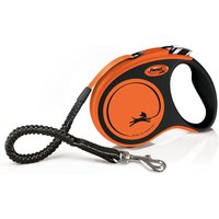 Laisse-sangle flexi Xtreme orange, 5m pour chien - taille S : jusqu'à 20kg
