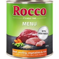 6x800g Rocco Menu bœuf, volaille - Pâtée pour chien