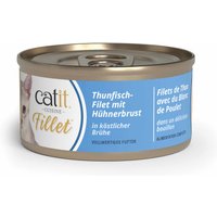 12x75g File de ton cu pui Cuisine Catit Hrană umedă pentru pisici