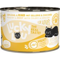 6x200g Lucky Lou Lifestage sterilised volaille & bœuf nourriture pour chat humide