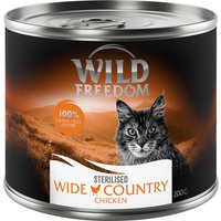 6 x 200 g Wild Freedom Adult Sterilised- sans céréales, Wide Country Sterilised - pur poulet, chat