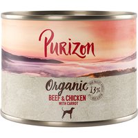 Purizon Ekologisk 6 x 200 g - Ekologiskt Nötkött & Ekologisk Kyckling med Ekologisk Morot