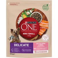 Lot PURINA ONE pour chien - Mini Delicate saumon, riz (5 x 800 g)