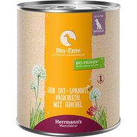 Lot Herrmann's Menu Bio / Menu Sensitive 12 x 800 g pour chien - canard bio, fenouil bio, sarrasin bio