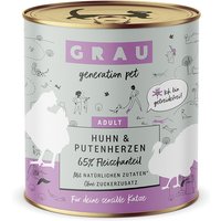 Grau menu gourmand sans céréales 6 x 800 g pour chat - poulet, cœurs de dinde