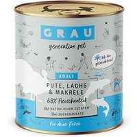Ekonomiförpackning: GRAU Adult Grain Free 12 x 800 g - Kalkon, lax och makrill