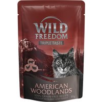 Wild Freedom Triple Taste 8 x 85 g pour chat - American Woodlands – poulet, bœuf, dinde