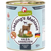 12x800g GranataPet Liebling's Mahlzeit, veau & lapin - Pâtée pour chien